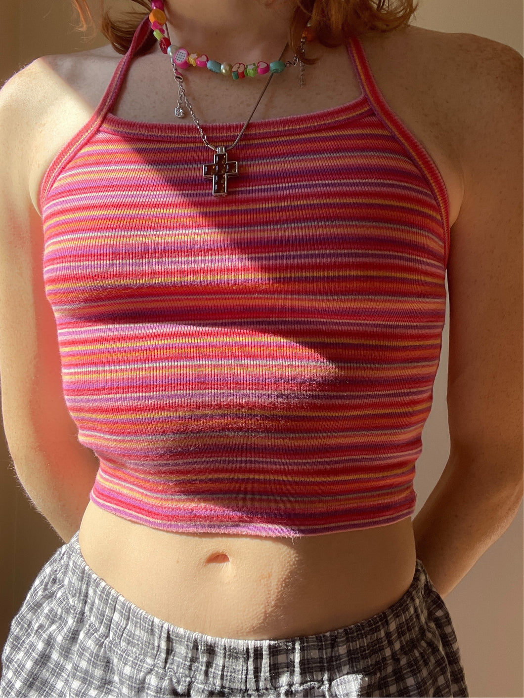 Thrifted striped halter top